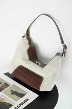 Canvas Shoulder Tote Bag with Brown Lining