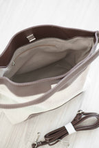 Canvas Shoulder Tote Bag with Brown Lining