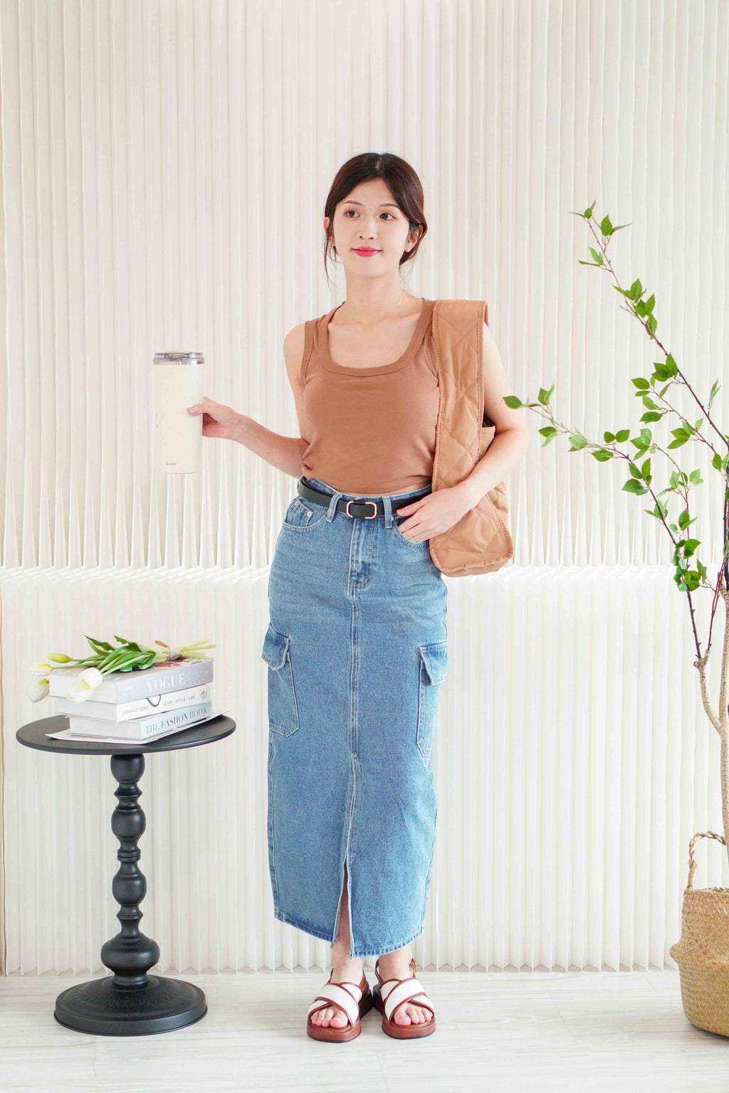 Harvey Denim Utility Maxi Skirt in Blue
