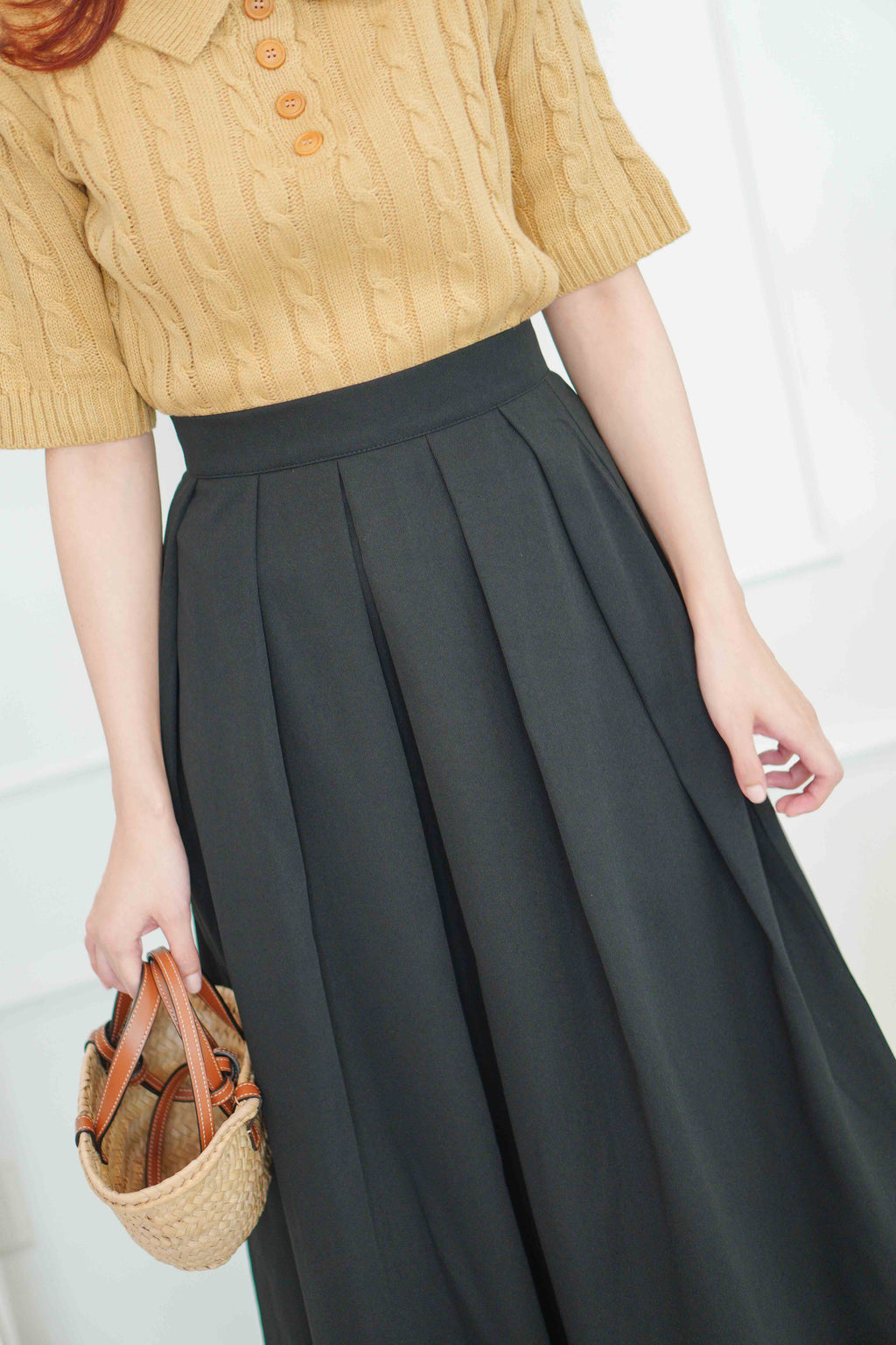 Grace Puffy A-Line Maxi Skirt in Black