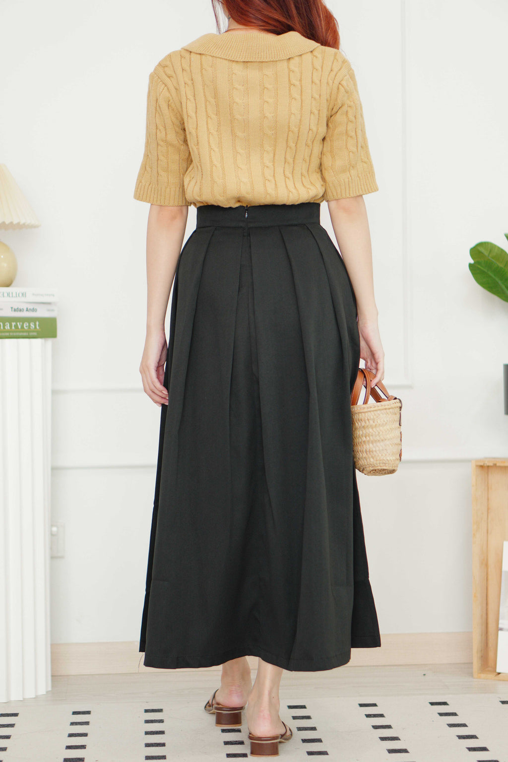 Grace Puffy A-Line Maxi Skirt in Black