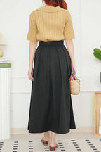 Grace Puffy A-Line Maxi Skirt in Black