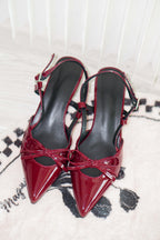 Saint Pointy Ribbon Heels in Red