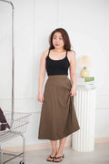 Ru A-Line Midi Skirt in Brown