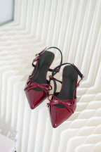 Saint Pointy Ribbon Heels in Red