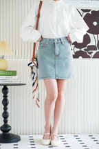 Fae Basic Denim Skirt in Blue