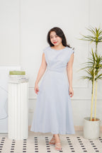 Mayve A-Line Dress with Sleeves in Lilac Blue
