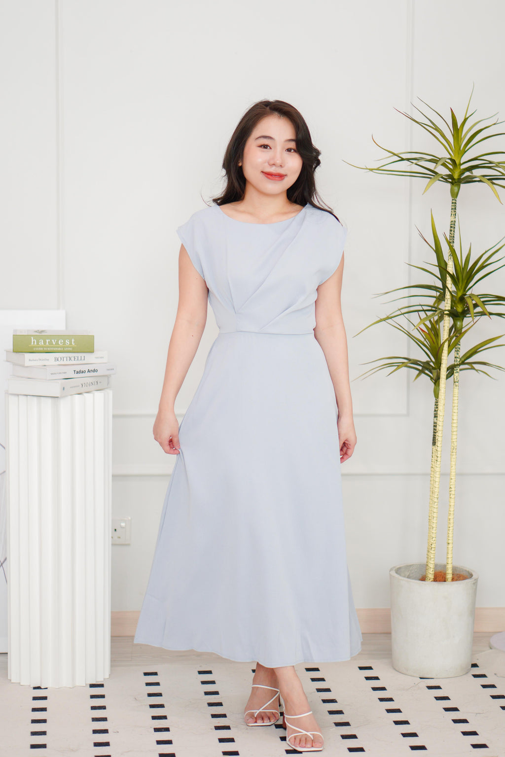 Mayve A-Line Dress with Sleeves in Lilac Blue