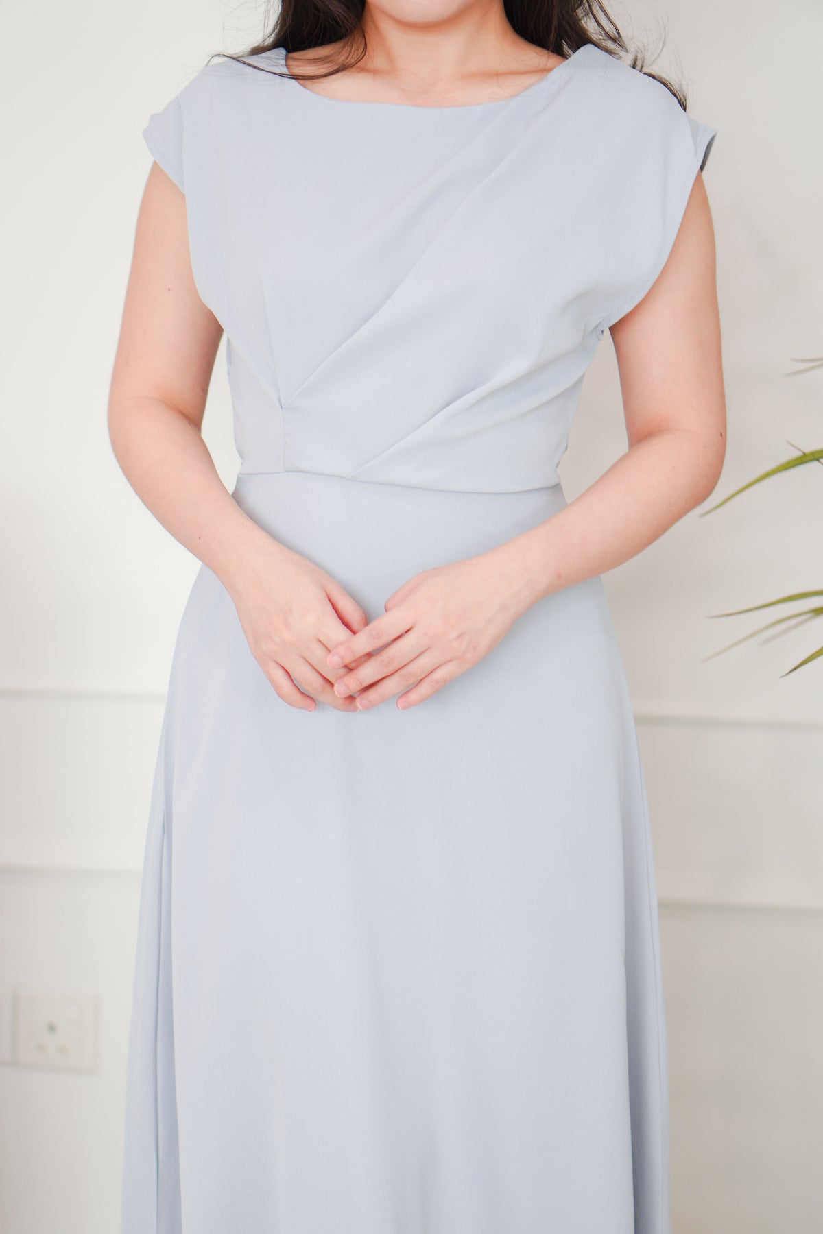 Mayve A-Line Dress with Sleeves in Lilac Blue