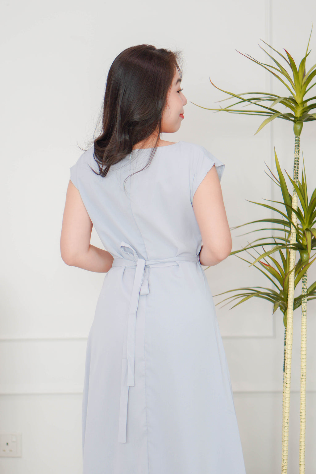 Mayve A-Line Dress with Sleeves in Lilac Blue