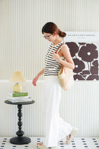 Alina Stripes Knit Vest Top in Black and White
