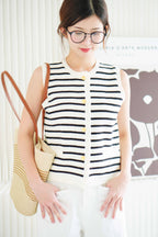 Alina Stripes Knit Vest Top in Black and White