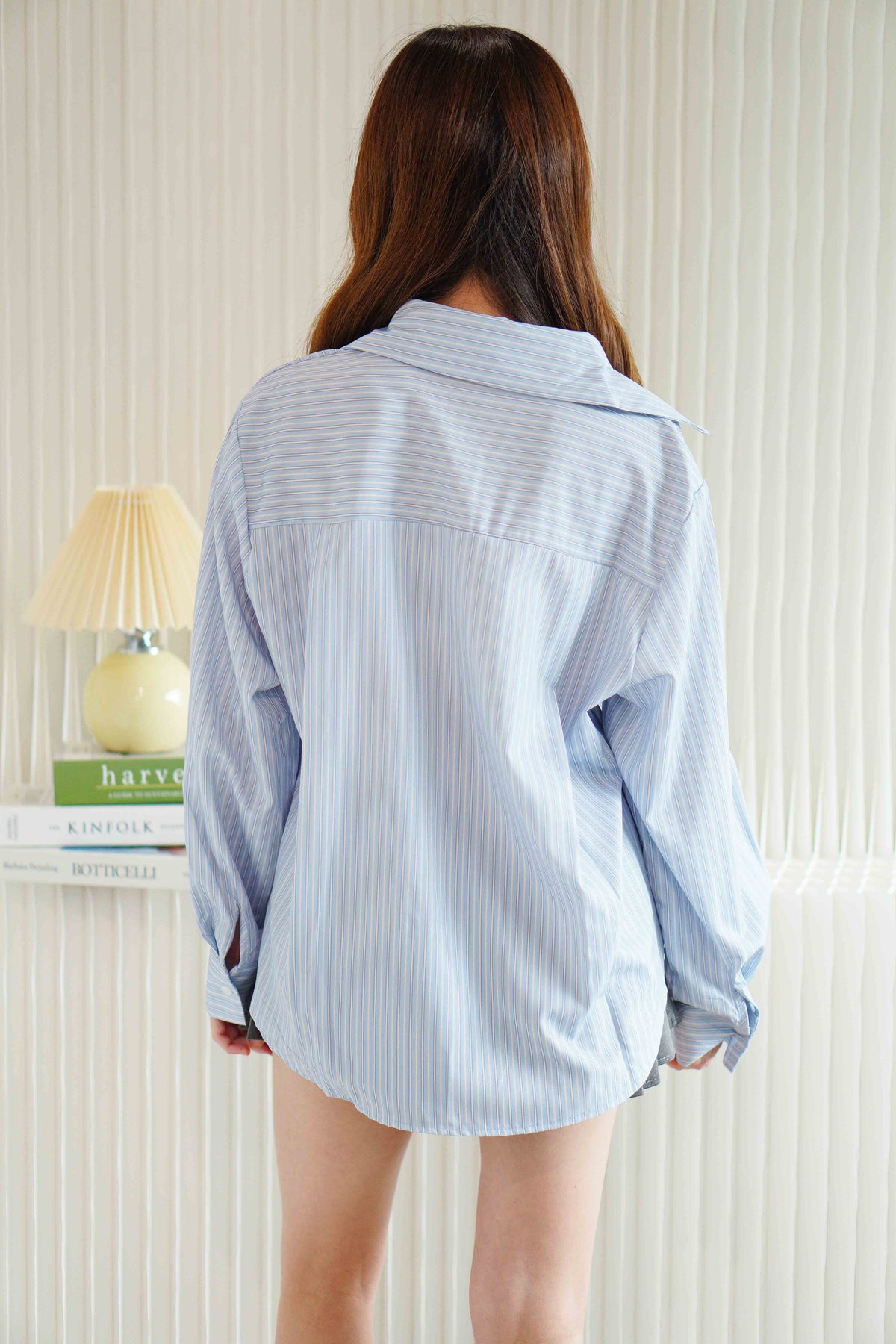 Ribbonville Stripes Button Down Top in Blue
