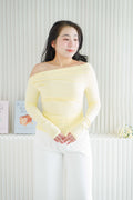 Rylee Ruched Toga Long Sleeve Top in Yellow