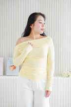 Rylee Ruched Toga Long Sleeve Top in Yellow