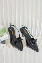 Camille Pointy Ribbon Heels in Black