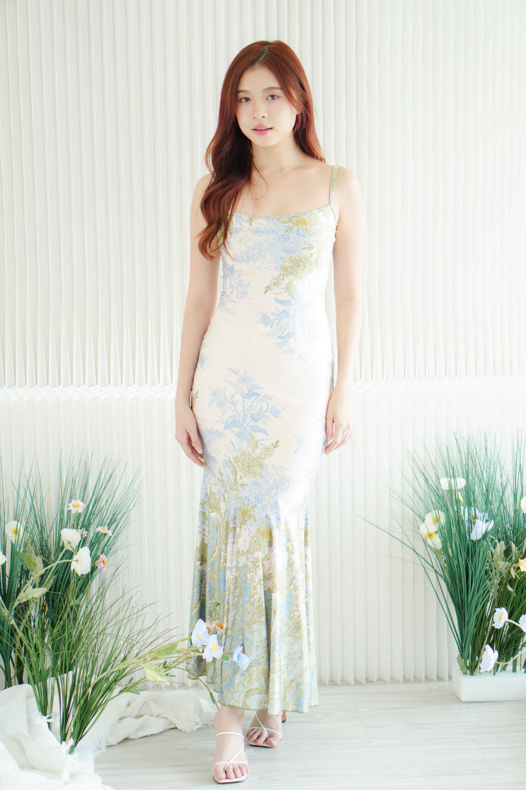 Chesie Floral Maxi Dress in Blue Green