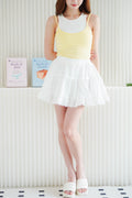 Endear You Mini Skater Lace Skirt in White