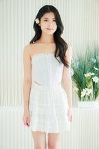 Coral Vine Embroidery Corset Tube Top in White