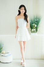 Coral Vine Embroidery Corset Tube Top in White