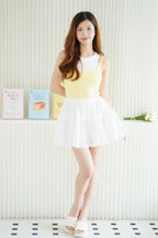 Endear You Mini Skater Lace Skirt in White