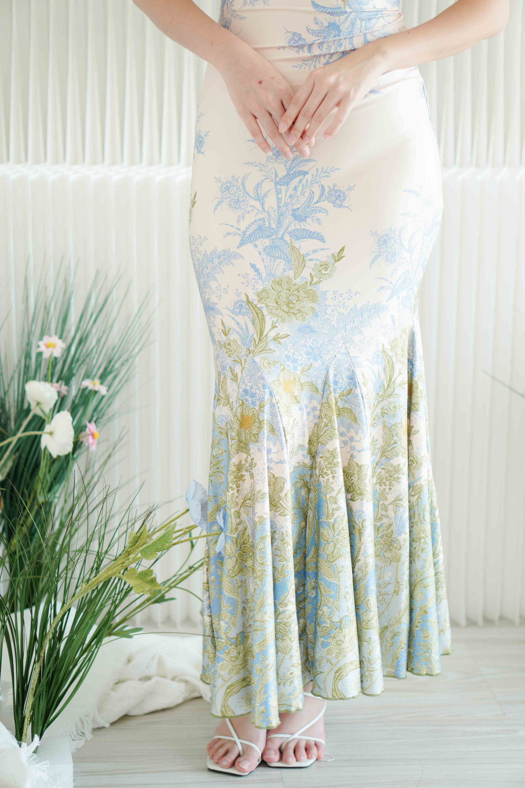 Chesie Floral Maxi Dress in Blue Green