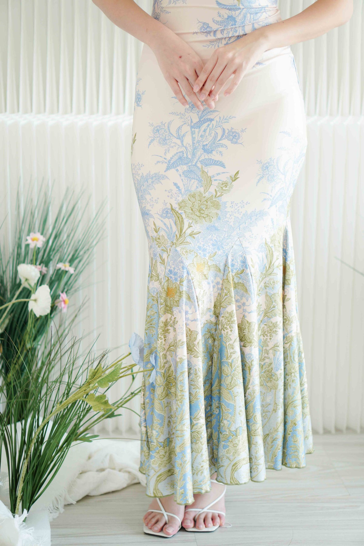 Chesie Floral Maxi Dress in Blue Green