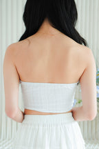 Coral Vine Embroidery Corset Tube Top in White