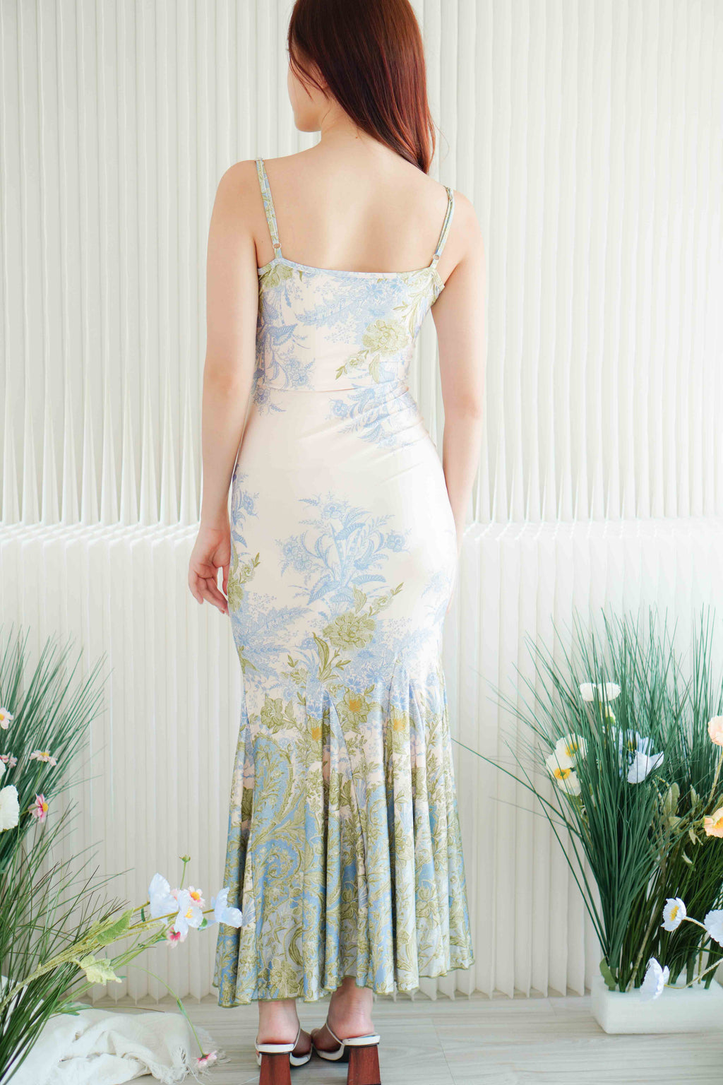 Chesie Floral Maxi Dress in Blue Green