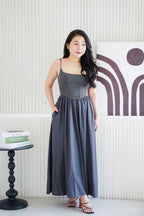 Eletta Maxi Flowy Dress in Dark Grey