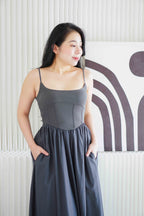 Eletta Maxi Flowy Dress in Dark Grey