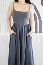 Eletta Maxi Flowy Dress in Dark Grey