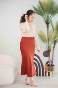 With Faith Satin Skirt in Brick Red
