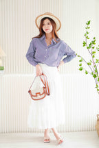 Yoo Crochet Lace Layered Maxi Skirt in White