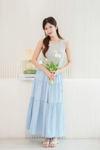 Lilia Ribbon Padded Tank Top in Grey