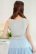 Lilia Ribbon Padded Tank Top in Grey