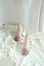 Little Periwinkle Floral Sandal Heels