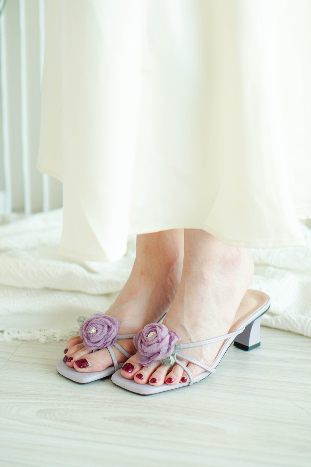 Little Periwinkle Floral Sandal Heels
