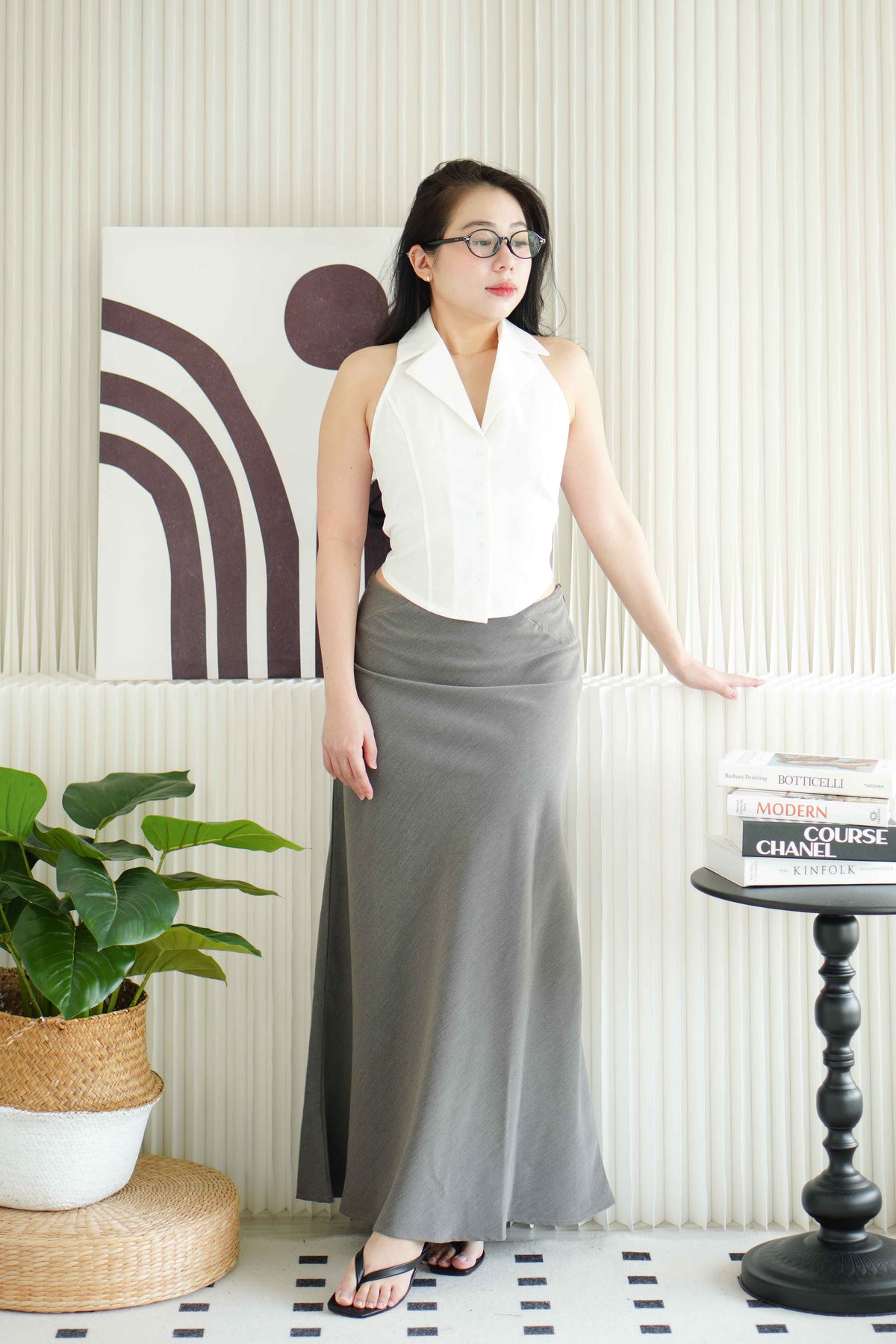 Grey Slate Maxi Skirt in Grey