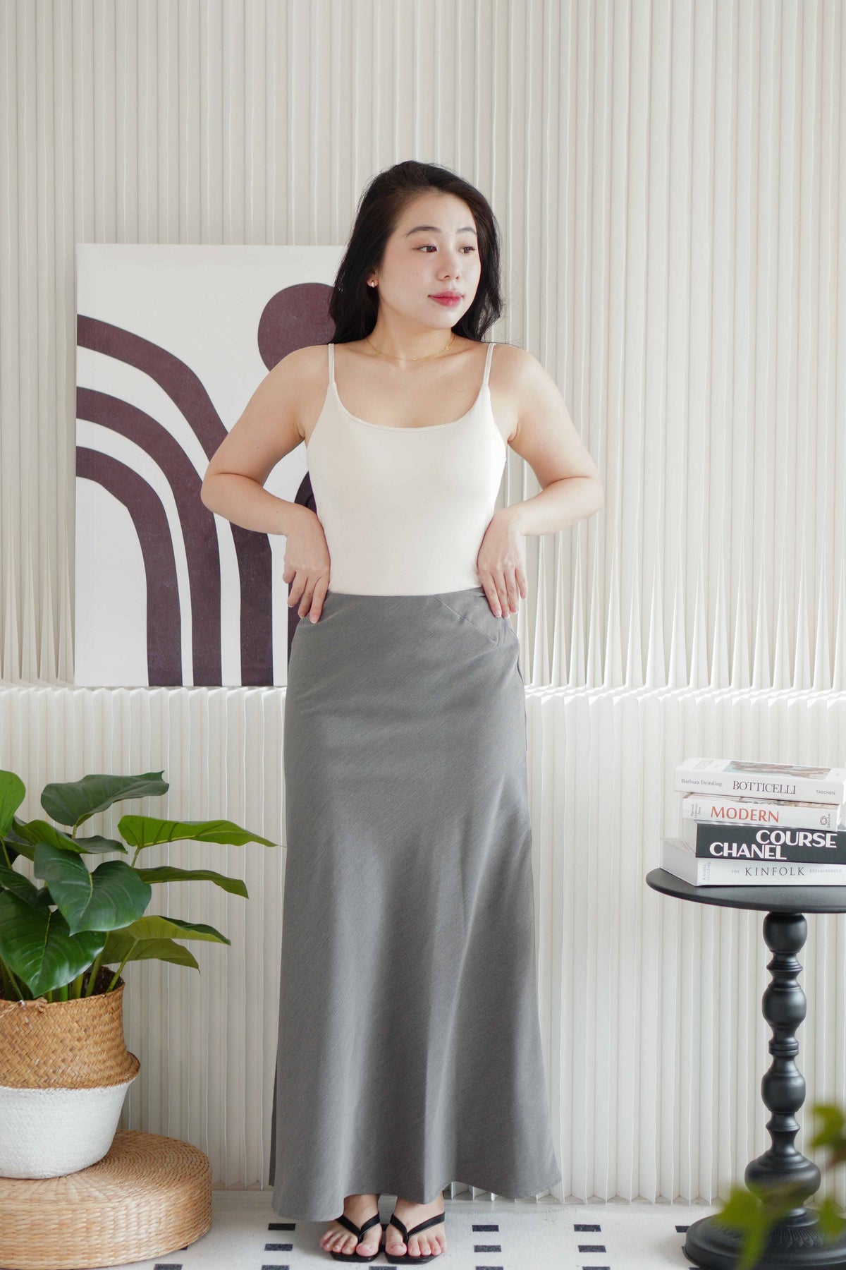Grey Slate Maxi Skirt in Grey