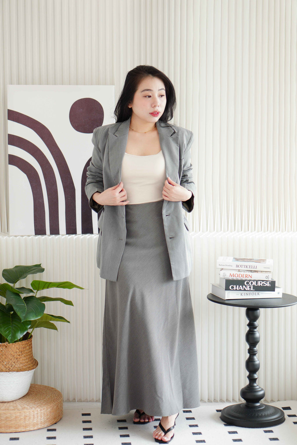 Grey Slate Maxi Skirt in Grey