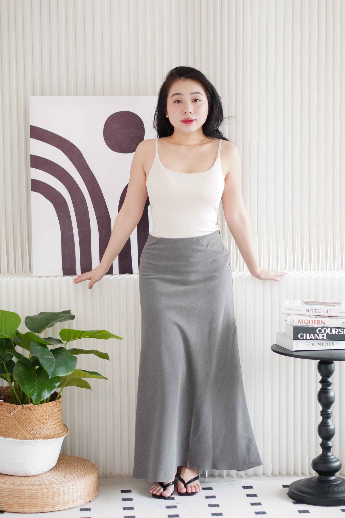 Grey Slate Maxi Skirt in Grey