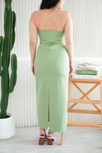 Lime Storm Tube Maxi Dress in Green