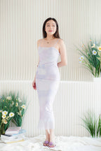 Amethyst Ombre Mesh Ruched Bodycon Dress in Purple