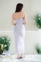 Amethyst Ombre Mesh Ruched Bodycon Dress in Purple