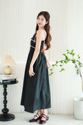 Giarra Self Tied Ribbon Maxi Dress in Black