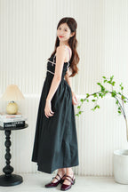 Giarra Self Tied Ribbon Maxi Dress in Black