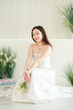 Cassidy Floral Bustier Maxi Dress in White