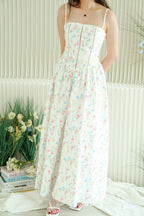 Cassidy Floral Bustier Maxi Dress in White
