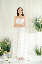 Cassidy Floral Bustier Maxi Dress in White